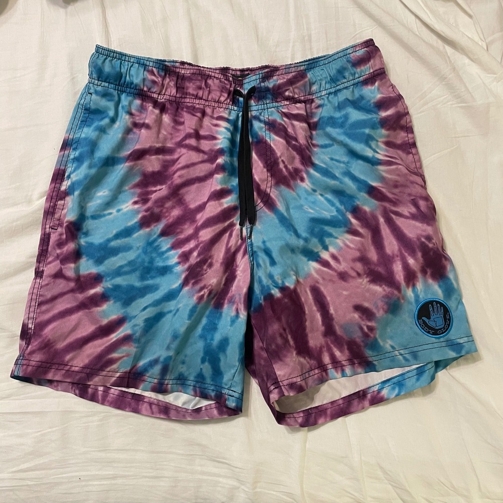 Body Glove Swim Trunks Mens L 34 Blue Purple Tie Dye Vapor Board Short 6" Inseam
